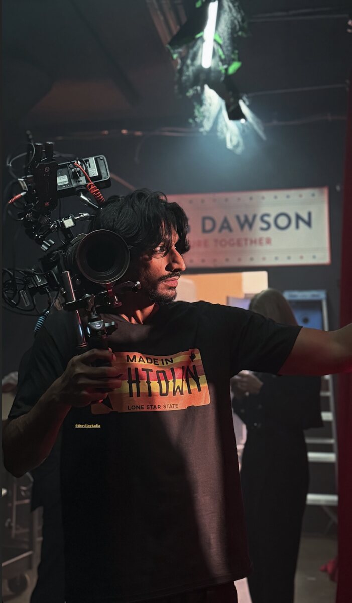 Vijay Kaila operating a camera rig on set
